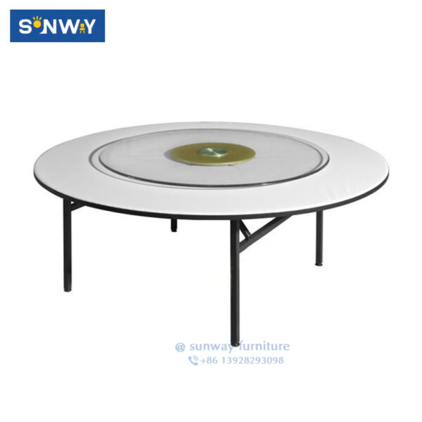 10 Person Round Banquet Folding Table with Lasy Susan