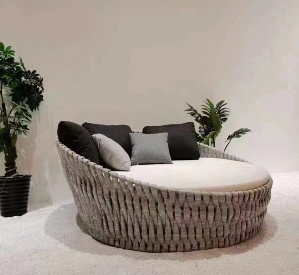 Luxury factory outdoor furniture garden round shape beach Sunbed rope woven daybed with aluminum frame garden furniture patio furniture outdoor furniture outdoor lounge chairs outdoor lounge outdoor chaise lounge pool chairs teak furniture wicker furniture sun lounger pool lounge chairs outdoor bench garden bench outdoor daybed outdoor lounge outdoor chaise lounge Pool Bed beach bed