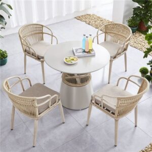 Outdoor aluminum rope woven chairs nordic outdoor woven rope dining chair garden furniture patio furniture outdoor furniture outdoor dining set outdoor chairs patio chairs outdoor dining chairs outdoor table and chairs outdoor table garden table and chairs patio dining sets teak wood chair Aluminium Chair WaterproofFurniture Outdoor Dining