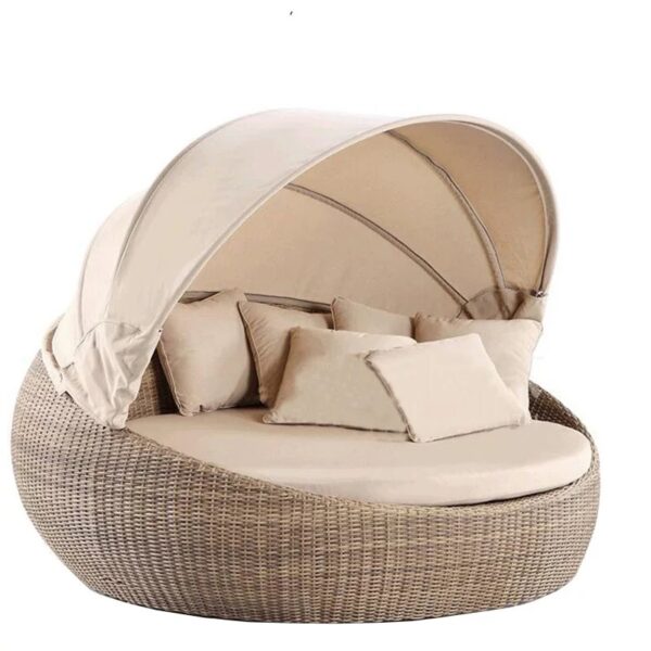 High Quality round Shape Aluminum Frame Beach Daybed with Canopy Metal Rope Weaving Resort Hotel Project Exterior Use garden furniture patio furniture outdoor furniture outdoor lounge chairs outdoor lounge outdoor chaise lounge pool chairs teak furniture wicker furniture sun lounger pool lounge chairs outdoor bench garden bench outdoor daybed outdoor lounge outdoor chaise lounge Pool Bed beach bed
