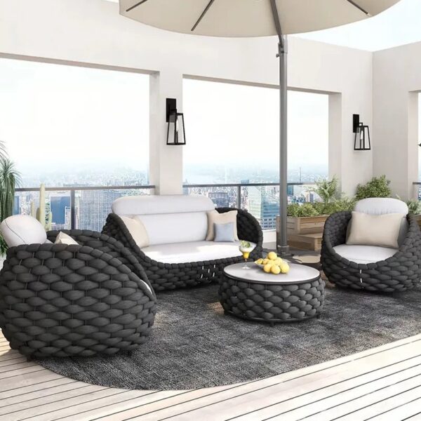 all-weather outdoor rope sofa set for apartment hotel outdoor furniture manufacturer garden sofa manufacturer