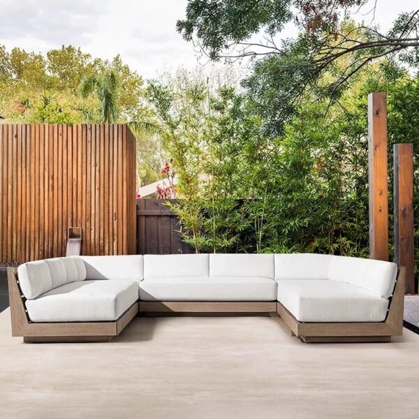 Hot Selling Teak Combination Waterproof Leisure Hotel Patio Garden Outdoor Wood Sofa