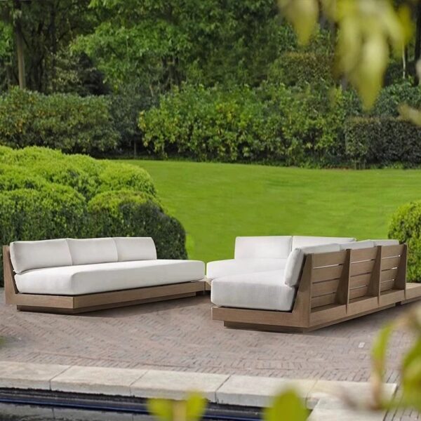 Hot Selling Teak Combination Waterproof Leisure Hotel Patio Garden Outdoor Wood Sofa