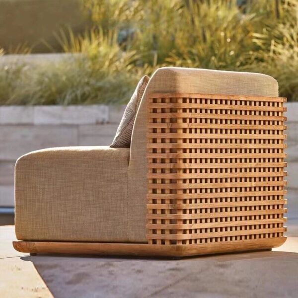 Natural Teak Modular U-Chaise Sectional With Cushion All Weather Teak Sofa For Hotel Resort Patio Garden Wood furniture garden furniture patio furniture outdoor furniture Garden Sofa Sets outdoor sectional outdoor sofa garden sofa wicker patio furniture patio furniture outdoor furniture outdoor patio furniture patio sectional garden sofa set outdoor seating outdoor sofa set outdoor corner sofa