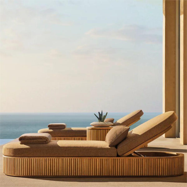 utdoor Teak Furniture Sun Longer Cushions with Side Table for Patio garden furniture patio furniture outdoor furniture outdoor lounge chairs outdoor lounge outdoor chaise lounge pool chairs teak furniture wicker furniture