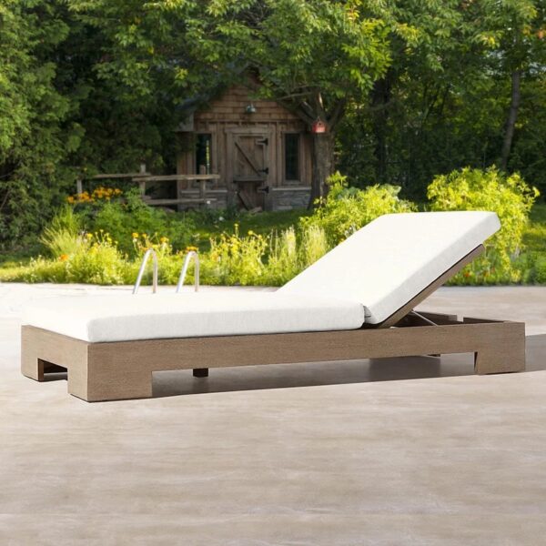 Luxury Design Garden Outdoor Durable Furniture Mixed Materials Solid Wooden Teak Sun Lounger