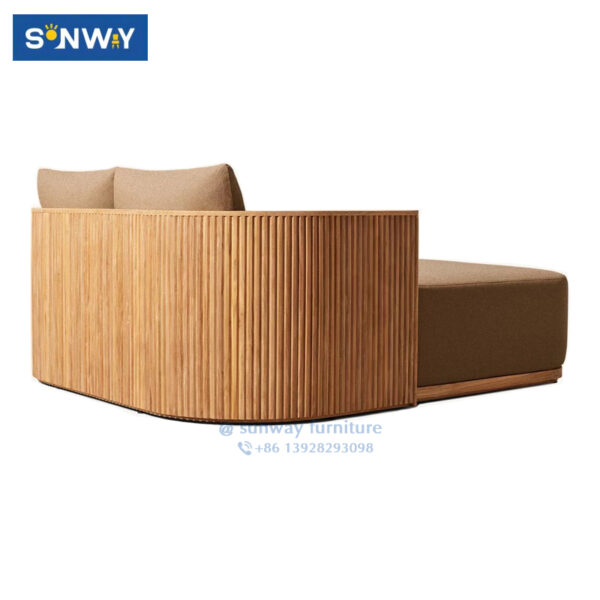 Popular Outdoor Teak Wood Waterproof Beach Swimming Pool Lounge Chair Garden Patio Sunbed Sun Lounger