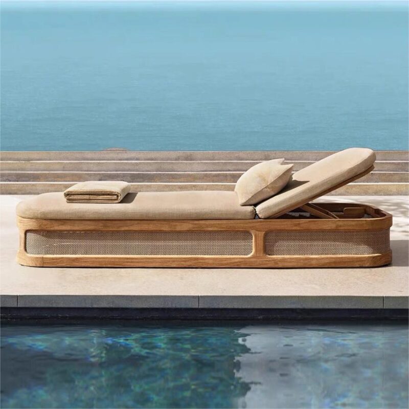 Contemporary Luxury Teak Lounge Chair Outdoor Furniture Teak Wood Pool Sun Lounger Chair