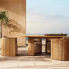 Solid Teak Outdoor Furniture Set Round Patio Teak Dining Table Set with Chairs for Hotel Resort garden furniture patio furniture outdoor furniture outdoor dining set outdoor chairs patio chairs outdoor dining chairs outdoor table and chairs outdoor table garden table and chairs patio dining sets