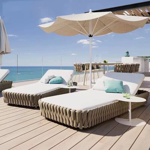 Leisure Outdoor Hotel Swimming Poolside Aluminum Rope Woven Sun Lounger garden furniture patio furniture outdoor furniture outdoor lounge chairs outdoor lounge outdoor chaise lounge pool chairs teak furniture wicker furniture sun lounger pool lounge chairs outdoor bench garden bench outdoor daybed outdoor lounge outdoor chaise lounge Pool Bed beach bed
