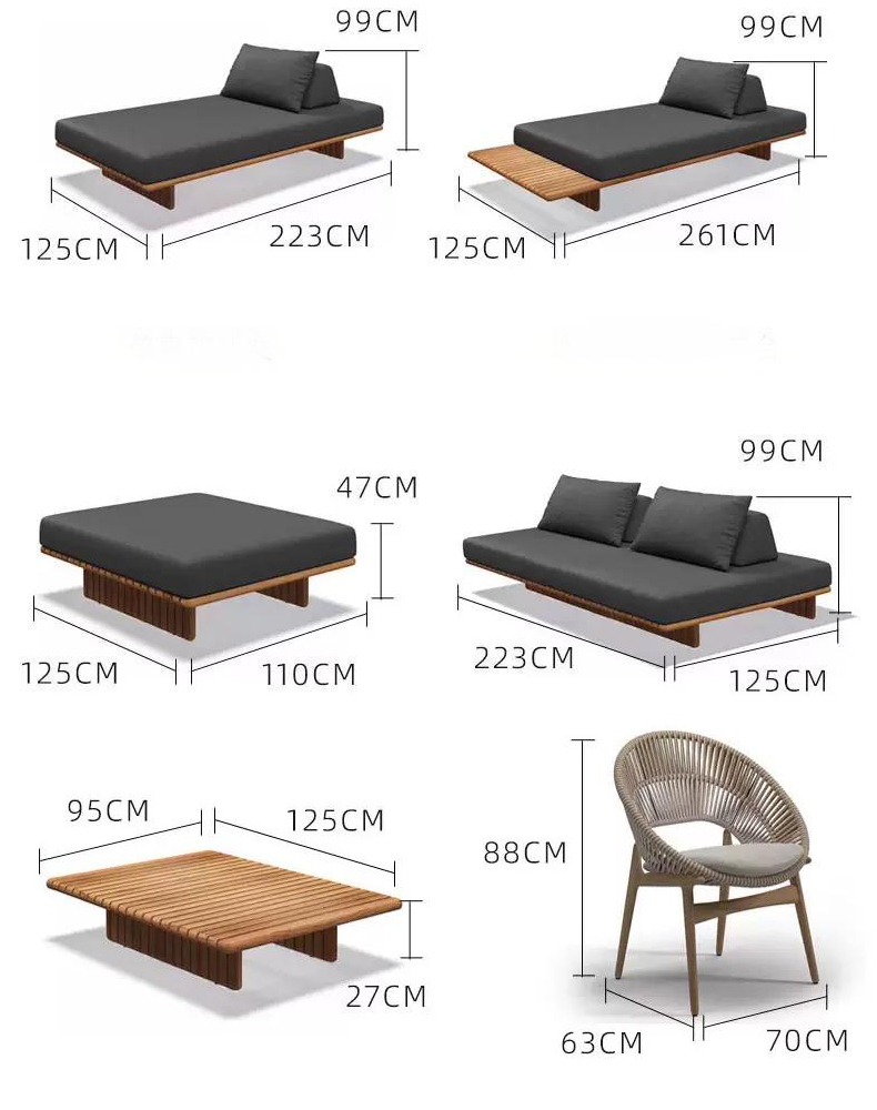 patio sofas villa sofa with coffee table outside chaise lounge wood outdoor sofa