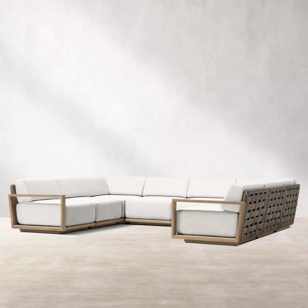 Modern Sofa Patio Outdoor Garden Furniture Set U Shape Sectional Outdoor Couch Waterproof Teak Wood Corner Sofa garden furniture patio furniture outdoor furniture Garden Sofa Sets outdoor sectional outdoor sofa garden sofa wicker patio furniture patio furniture outdoor furniture outdoor patio furniture patio sectional garden sofa set outdoor seating outdoor sofa set outdoor corner sofa teak wood sofa garden decor garden designer outdoor living outdoor designer Interior designer