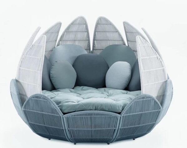 Casual lazy sofa Bird's nest chair rattan double rattan bed Garden balcony network red creative furniture flower lotus bed Sunway New arrival Outdoor rope garden sofa chair creative lotus flower daybed furniture hotel furniture