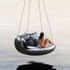 Leisure Garden Furniture Aluminum Lounge Sunbed Round Rattan Outdoor Daybed With Cushions