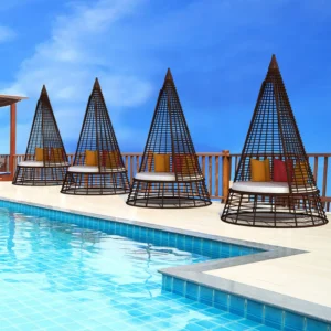 Outdoor Scandinavian Style Outdoor Rattan Woven Daybed garden furniture patio furniture outdoor furniture outdoor lounge chairs outdoor lounge outdoor chaise lounge pool chairs teak furniture wicker furniture sun lounger pool lounge chairs outdoor bench garden bench outdoor daybed outdoor lounge outdoor chaise lounge Pool Bed beach bed
