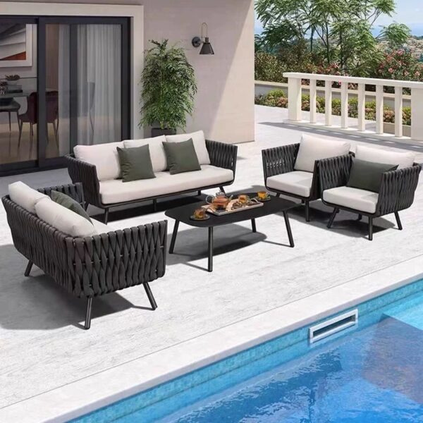 4 Piece Modern Outdoor Rattan Sofa Set Patio Aluminum Waterproof Rope Sofa Outdoor Furniture Sofa Garden garden furniture patio furniture outdoor furniture Garden Sofa Sets outdoor sectional outdoor sofa garden sofa wicker patio furniture patio furniture outdoor furniture outdoor patio furniture patio sectional garden sofa set outdoor seating outdoor sofa set outdoor corner sofa teak wood sofa garden decor garden designer outdoor living outdoor designer Interior designer