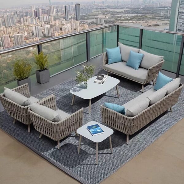 Modern Braided Fabric Outdoor Sofa Set Sectional Courtyard Garden Villa Balcony Furniture for Farmhouse and Park Use garden furniture patio furniture outdoor furniture Garden Sofa Sets outdoor sectional outdoor sofa garden sofa wicker patio furniture patio furniture outdoor furniture outdoor patio furniture patio sectional garden sofa set outdoor seating outdoor sofa set outdoor corner sofa teak wood sofa garden decor garden designer outdoor living outdoor designer Interior designer