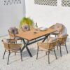 Hot Sale Modern Design Wicker Rattan Dining Table with 4 Chairs Ready Ship Aluminum Frame Outdoor Dining Set Hotels Restaurants garden furniture patio furniture outdoor furniture outdoor dining set outdoor chairs patio chairs outdoor dining chairs outdoor table and chairs outdoor table garden table and chairs patio dining sets teak wood chair Aluminium Chair Waterproof Furniture Outdoor Dining