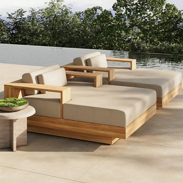 New Arrival Luxury All Weather Patio Garden Wood Sun Lounger Solid Teak Wood Furniture Wood Sunbed garden furniture patio furniture outdoor furniture outdoor lounge chairs outdoor lounge outdoor chaise lounge pool chairs teak furniture wicker furniture sun lounger pool lounge chairs outdoor bench garden bench outdoor daybed outdoor lounge outdoor chaise lounge Pool Bed beach bed