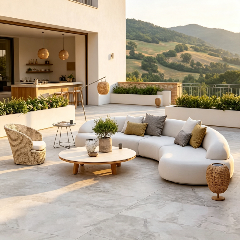 Premium Outdoor Curved Sofa for Resort Living – Elegant Weather-Resistant Seating for Hotel Gardens, Patios and Outdoor Spaces